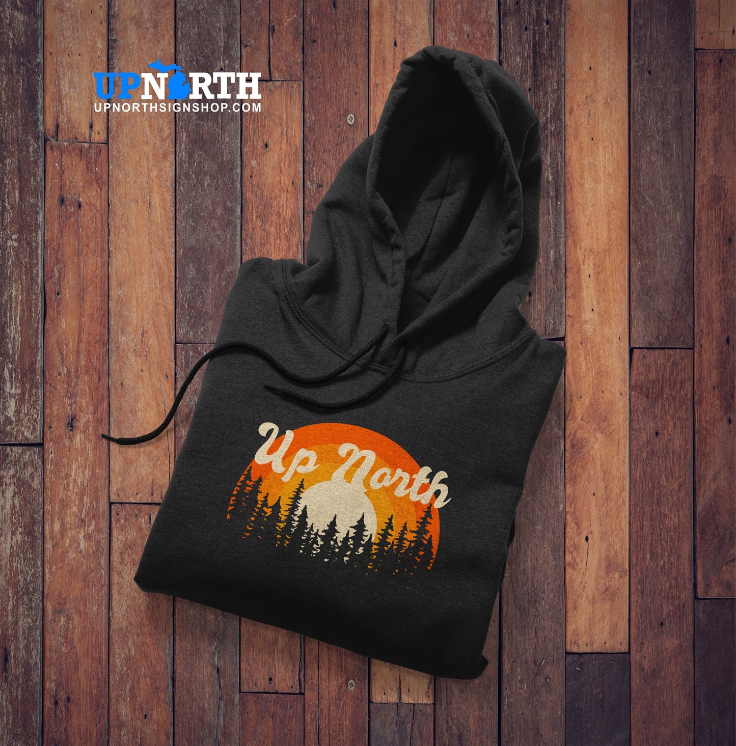 Up North Retro Sunset Pullover Hoodie