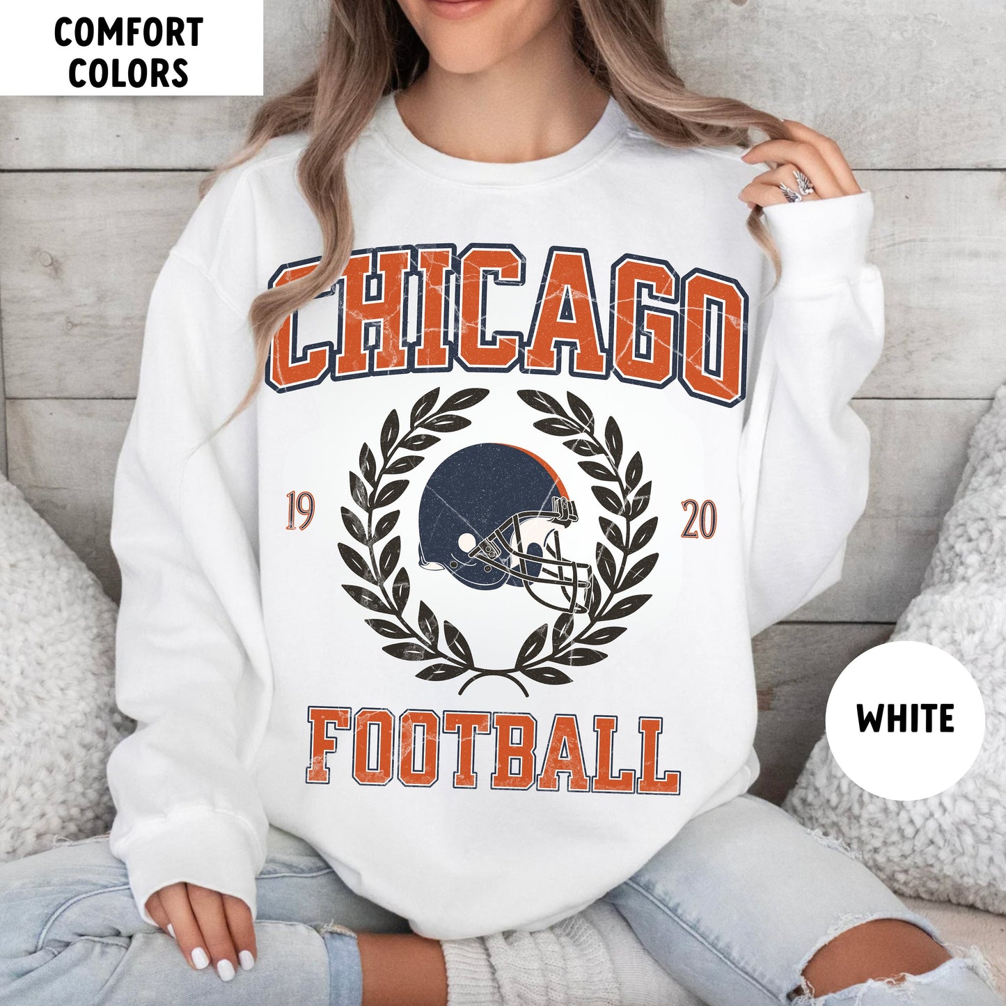 Chicago Football Sweatshirt Bear Crewneck Retro Shirt Gift Justin Fields