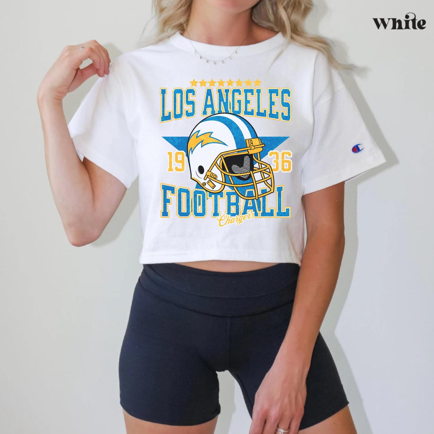 La Charger Football Retro Crop Top - Vintage Game Day Outfit Shirt