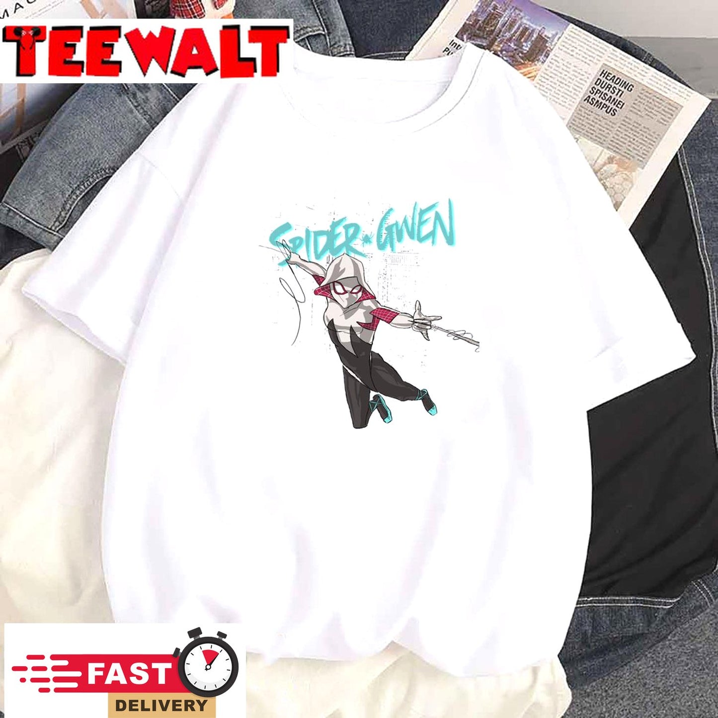 Spider-Gwen With City Background Unisex T-Shirt