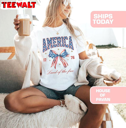 Coquette 4th Of July Shirt, Red White And Blue America Hoodie