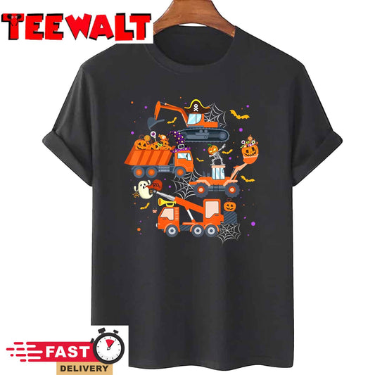 Halloween Crane Truck Construction Pumpkin Toddler Kids Boys T-Shirt