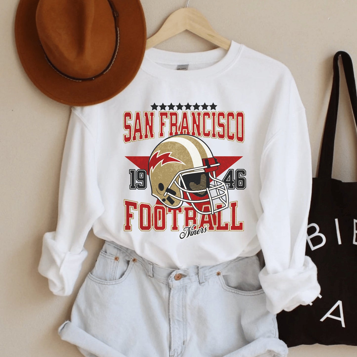 Nick Bosa San Francisco Football Sweatshirt, Vintage Niners Crewneck