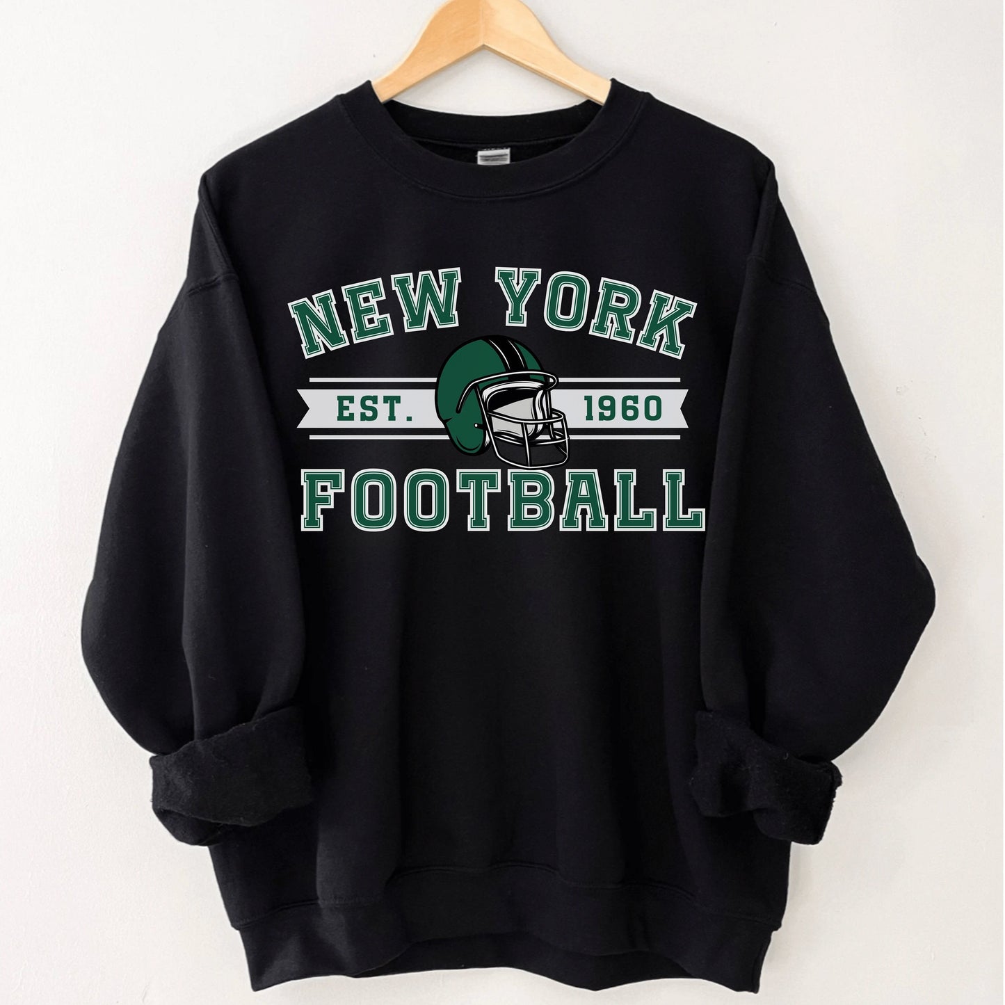 Jets Sweatshirt, Vintage Style New York Football Crewneck, Aaron Rodgers