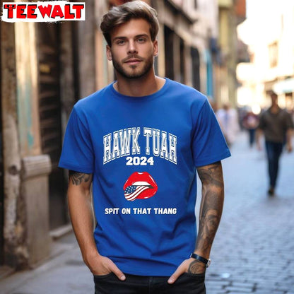 Awesome Hawk Tuah Spit On That Hang Shirt, Comfort USA Flag Sweater Hoodie