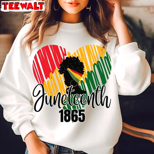 Retro 1865 Juneteenth Shirt, Vintage Unisex Hoodie Short Sleeve For Women