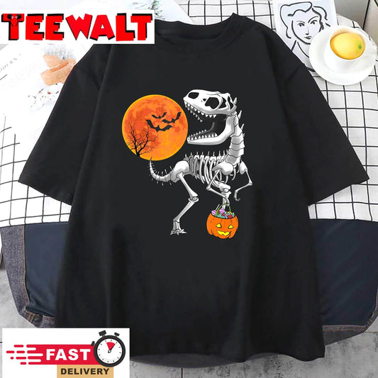 Halloween Dinosaur T Rex Skeleton Scary Boys Kids Teens T-Shirt