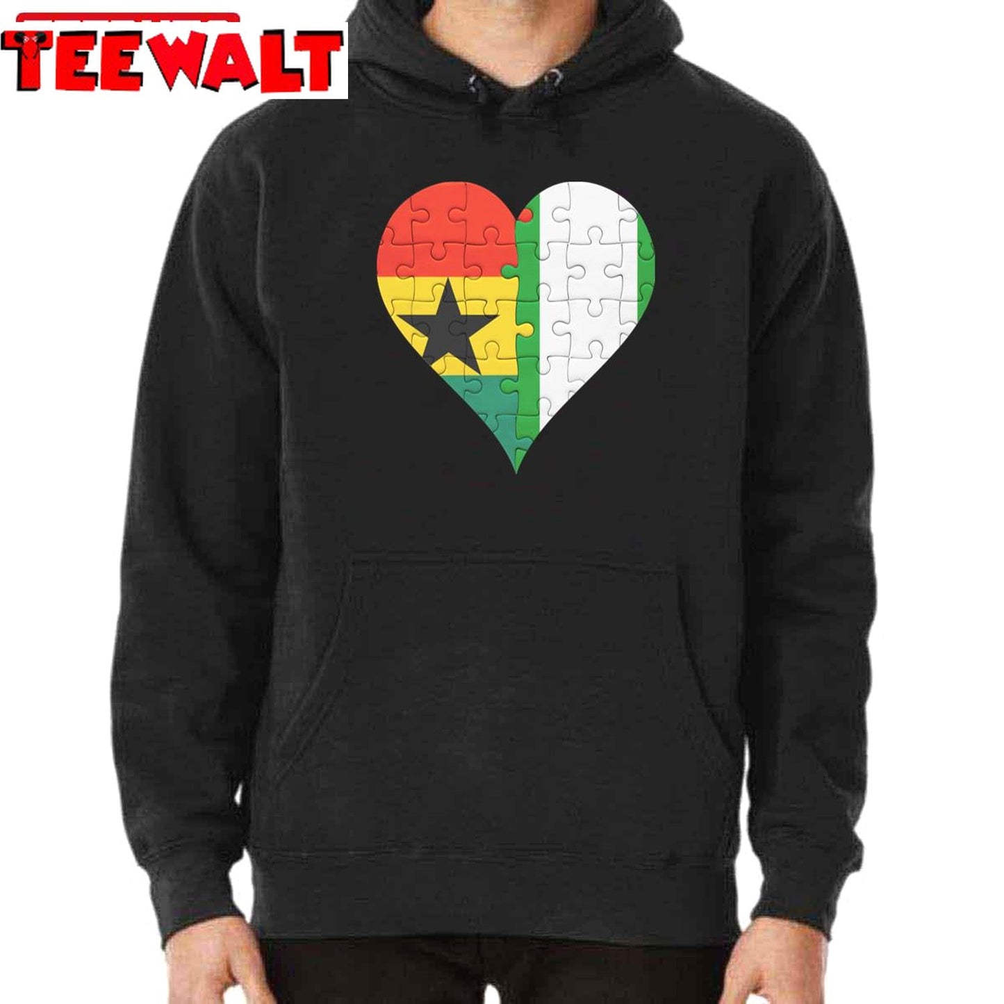 Ghanaian Nigerian Flag United Heart Jigsaw Puzzle Unisex T-Shirt