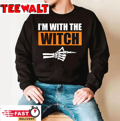 Halloween Men I'm With The Witch Funny Halloween T-Shirt