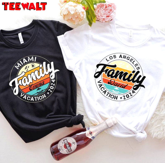 Vintage Family Vacation 2024 Shirt, Groovy Vacation Short Sleeve