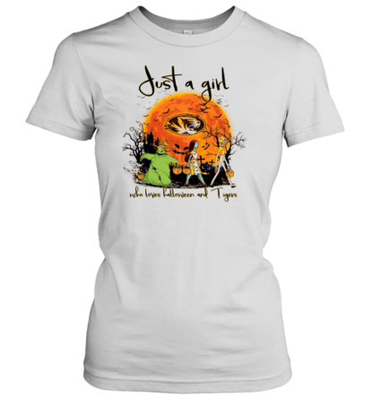 Just A Girl Who Love Halloween And Missouri Tigers Football T-Shirt