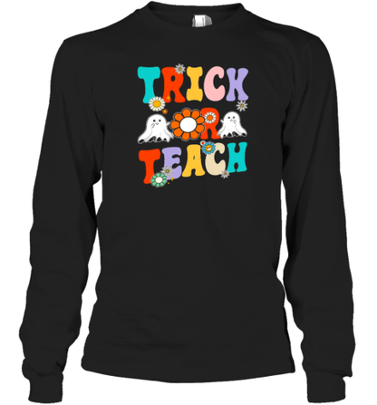 Flower Ghost Halloween Trick Or Teach T-Shirt