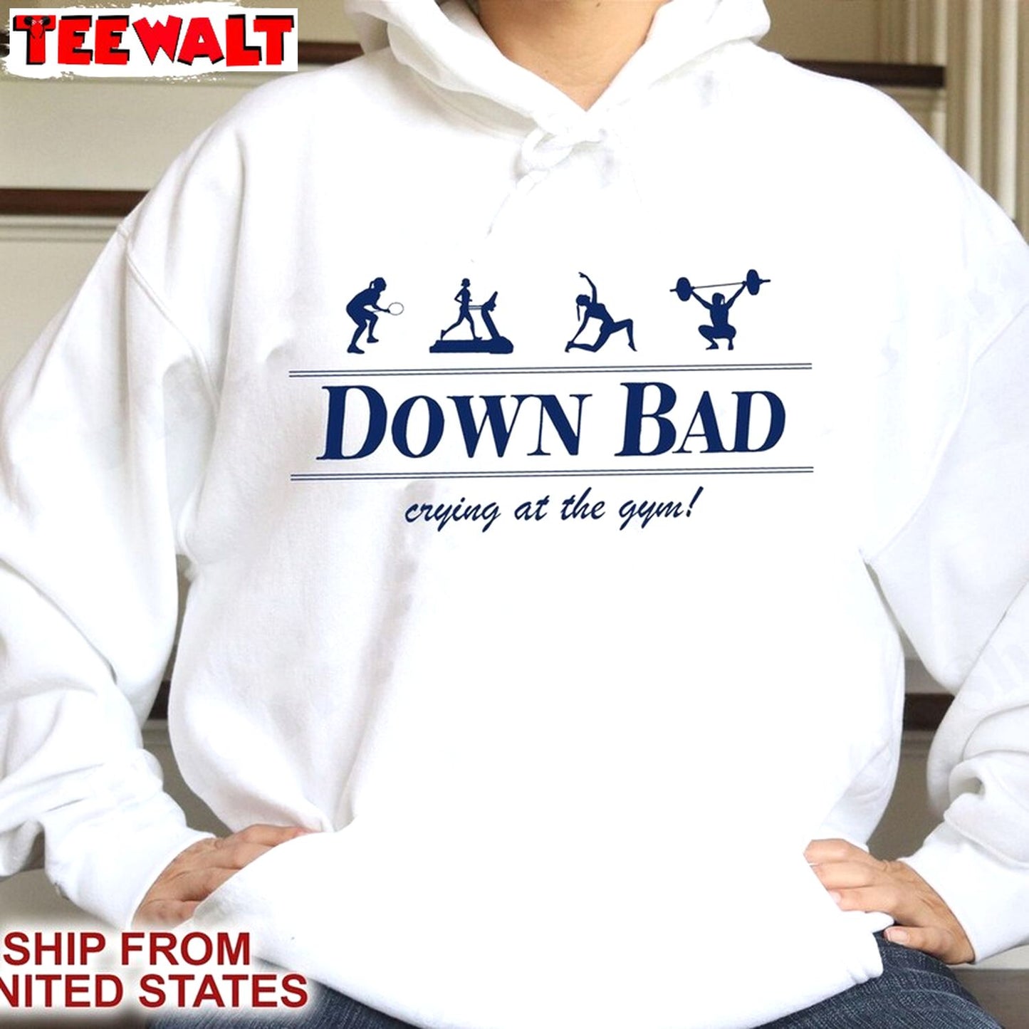 Down Bad Crying At The Gym Shirt, Gym Funny Crewneck Sweatshirt Sweater