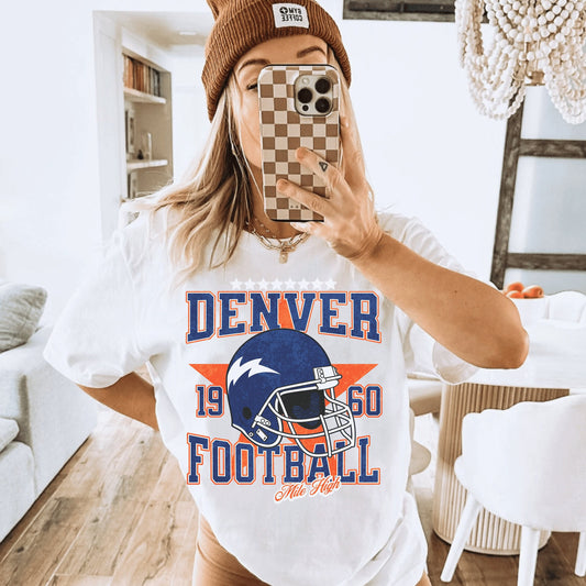 Comfort Colors Denver Football Shirt - Vintage Bronco Design, Retro Style