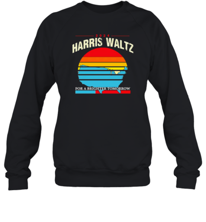 Harris Walz 2024 For A Brighter Tomorrow Sunset US State Map T-Shirt