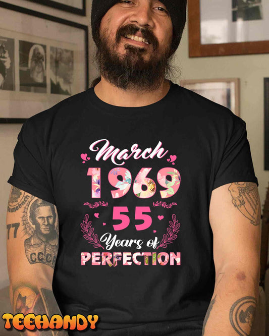 55 Year Old March 1969 Floral 55th Birthday Gifts Women Long Sleeve T-Shirt