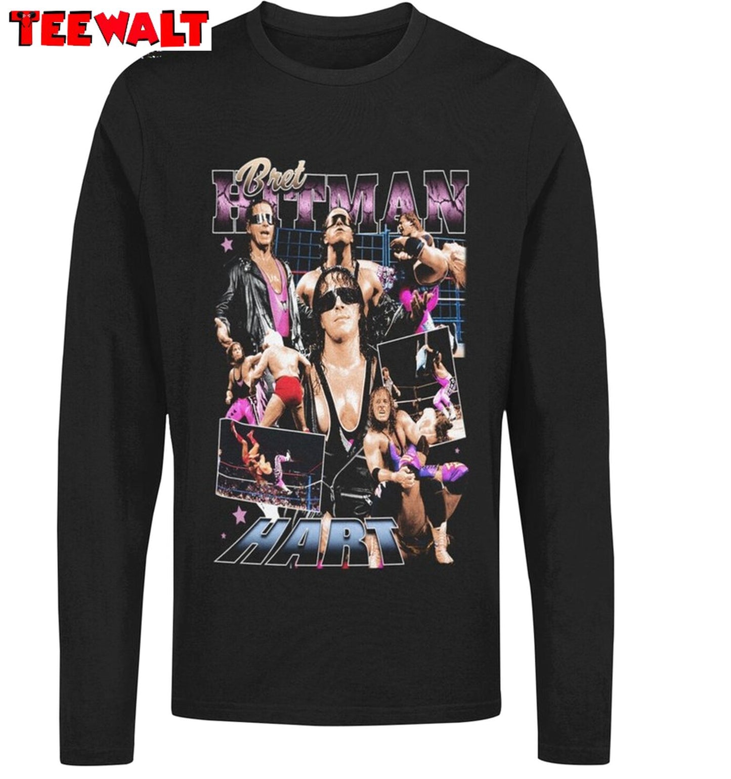 Bret Hart Vintage Shirt, Wwe Hitman Long Sleeve Sweater