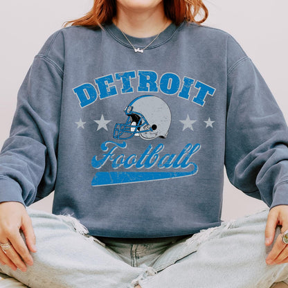 Detroit Football Vintage Design Sweatshirt - Retro Lions