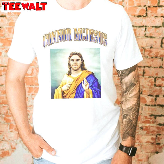 Retro McJesus Shirt,Cool Design Mcdavid Connor Crewneck Long Sleeve