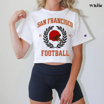 San Francisco Football Retro Crop Top - Vintage Game Day Shirt