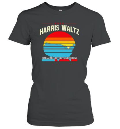 Harris Walz 2024 For A Brighter Tomorrow Sunset US State Map T-Shirt