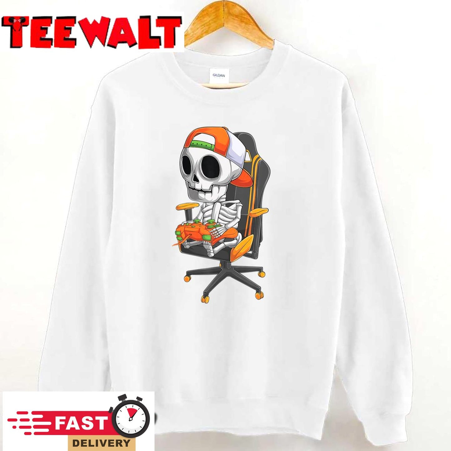 Halloween skeleton gamer video gaming boys men kids teens T-Shirt