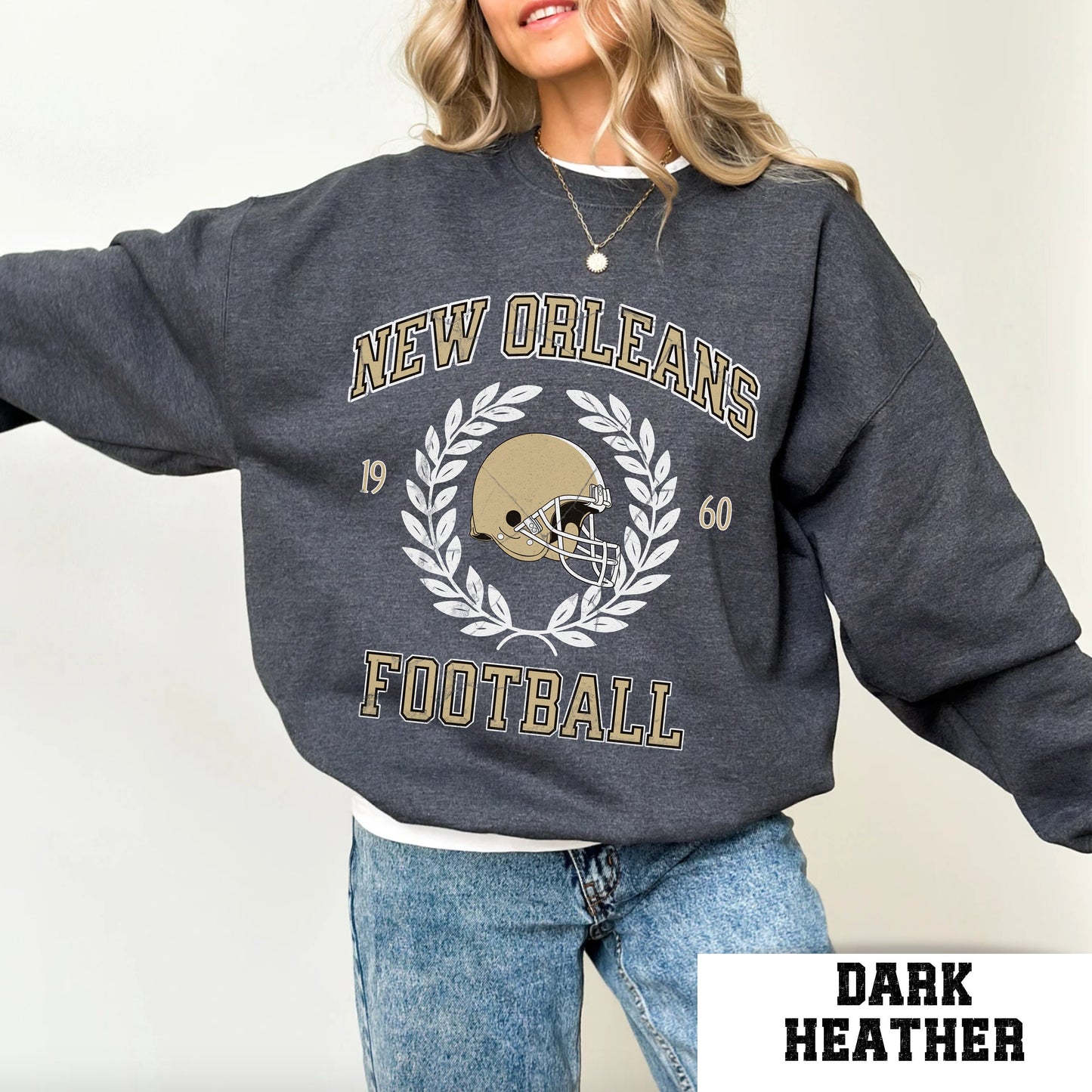 Vintage New Orleans Football Crewneck Sweatshirt - Saint Football Apparel