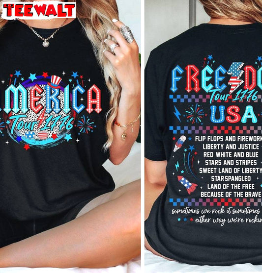 Comfort America Tour Shirt, Cool Design 4th Of July Unisex Hoodie Short Sleeve