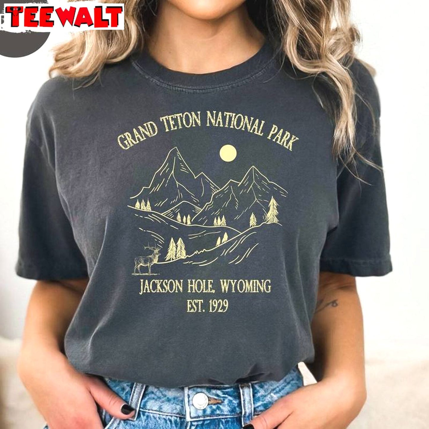 Must Have Jackson Hole Shirt, Unique Grand Tetons Short Sleeve Crewneck