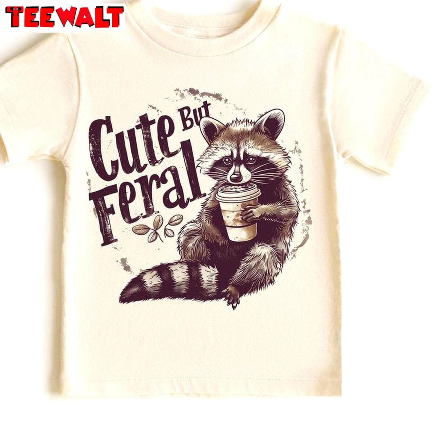 Cool Design Feral Girl Summer Shirt, Funny Raccoon Crewneck Long Sleeve