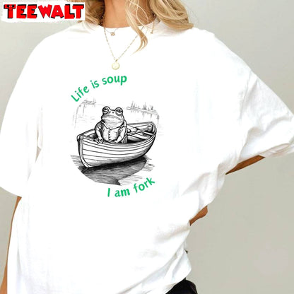 Funny Life Is Soup I Am Fork Frog Shirt, New Rare Fork Frog Sweater