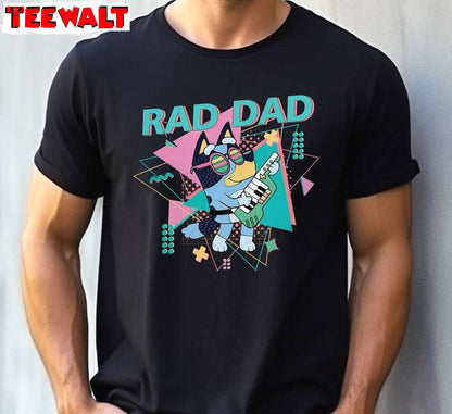 Limited Bluey Rad Dad Shirt, Groovy Rad Dad Club Crewneck Long Sleeve