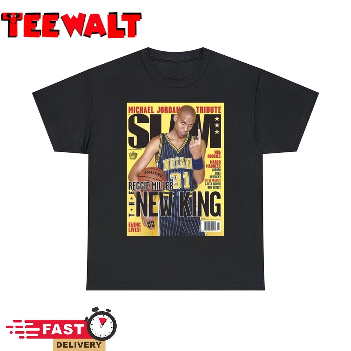 Reggie Miller Indiana Pacers NBA Slam Cover Tee Shirt