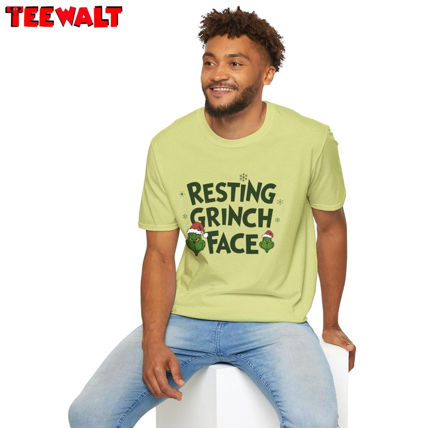 Resting Grinch Face T Shirt, Funny Grinchmas Tee, For Family