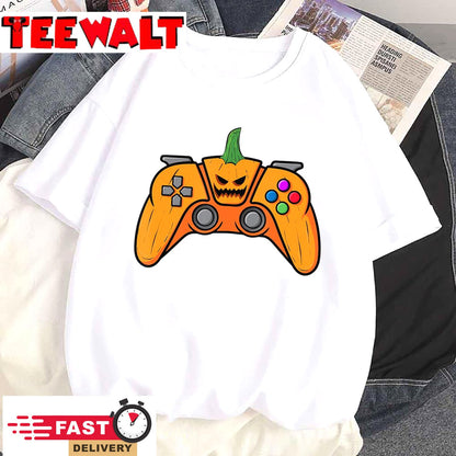 Halloween Video Game Controller With Pumpkin Face Gaming T-Shirt