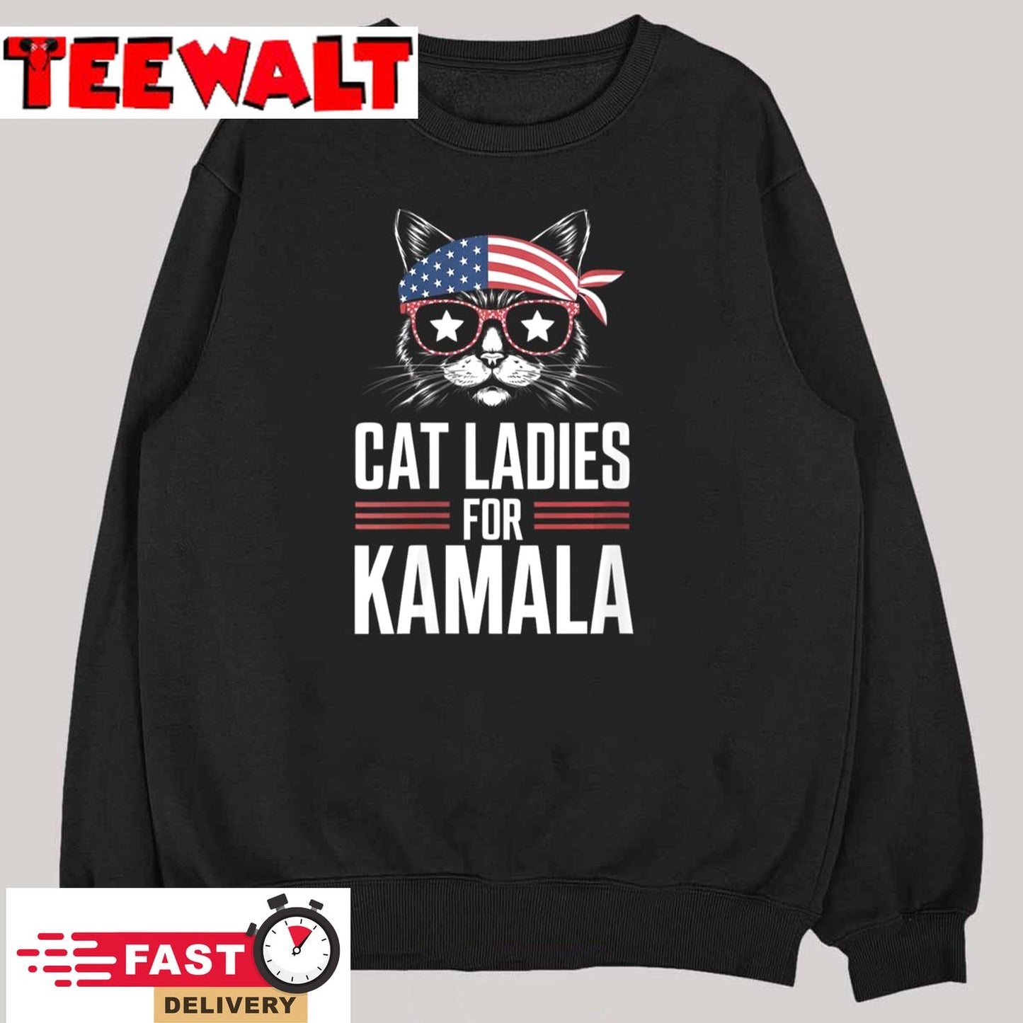 Womens Cat Ladies for Kamala Funny Cat 2024 President Kamala-Harris T-Shirt