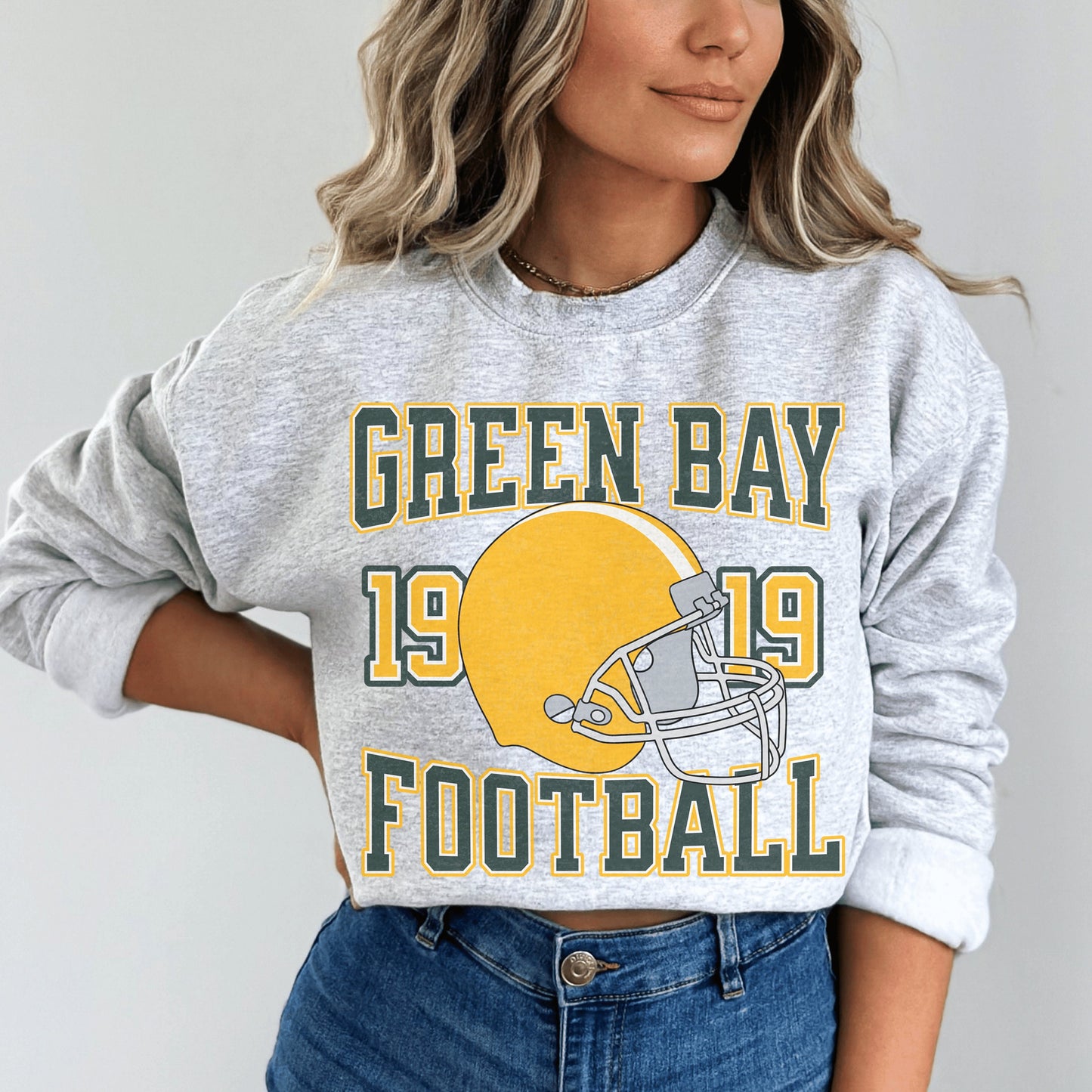 Green Bay Football Sweatshirt - Vintage Style Packers Crewneck Sweater