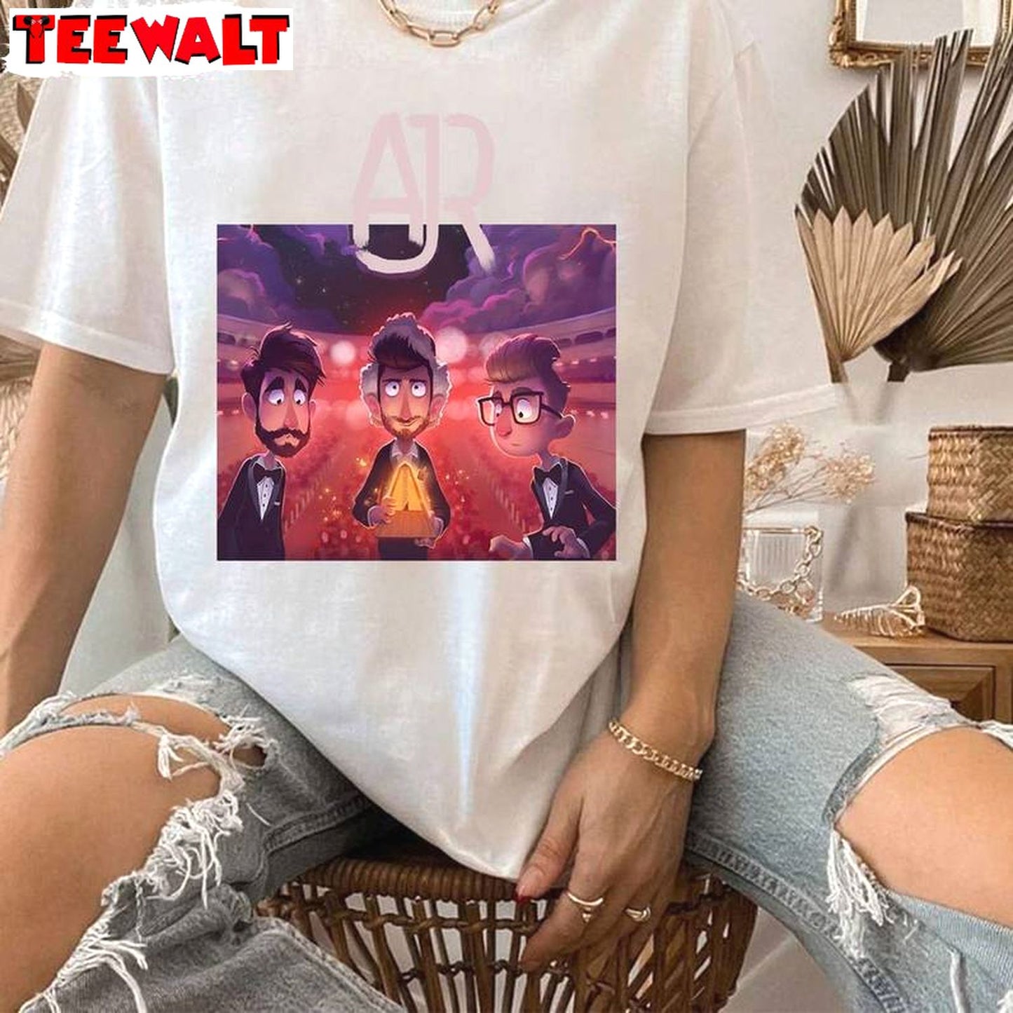 Groovy Ajr Band Shirt, Trendy Ajr Chibi Members Short Sleeve Crewneck