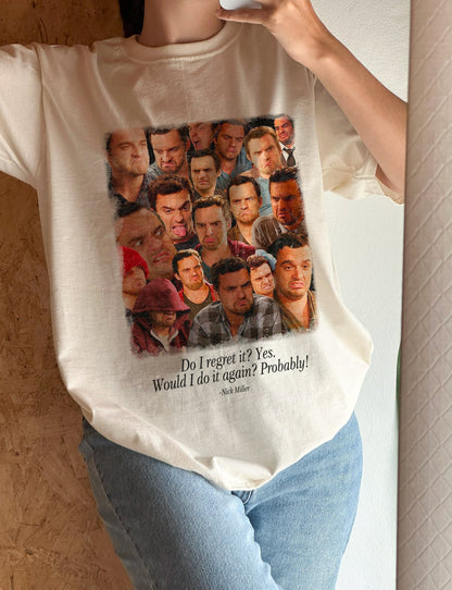 Nick Miller Vintage Tee Shirt - Funny Tv Icon Gift Top