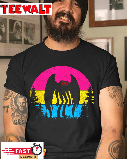 Retro Pan Mothman Pansexual Pride Point pleasant Cryptid T-Shirt