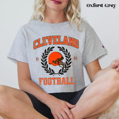 Cleveland Football Retro Crop Top Shirt - Game Day Vintage Outfit