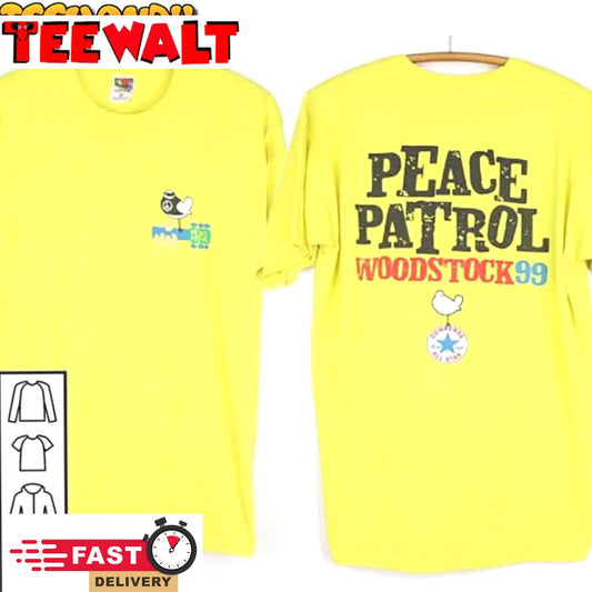 Vintage 1999 Woodstock Peace Patrol BOTH SIDE T Shirt Trainwreck Woodstock 99 Festival Shirt