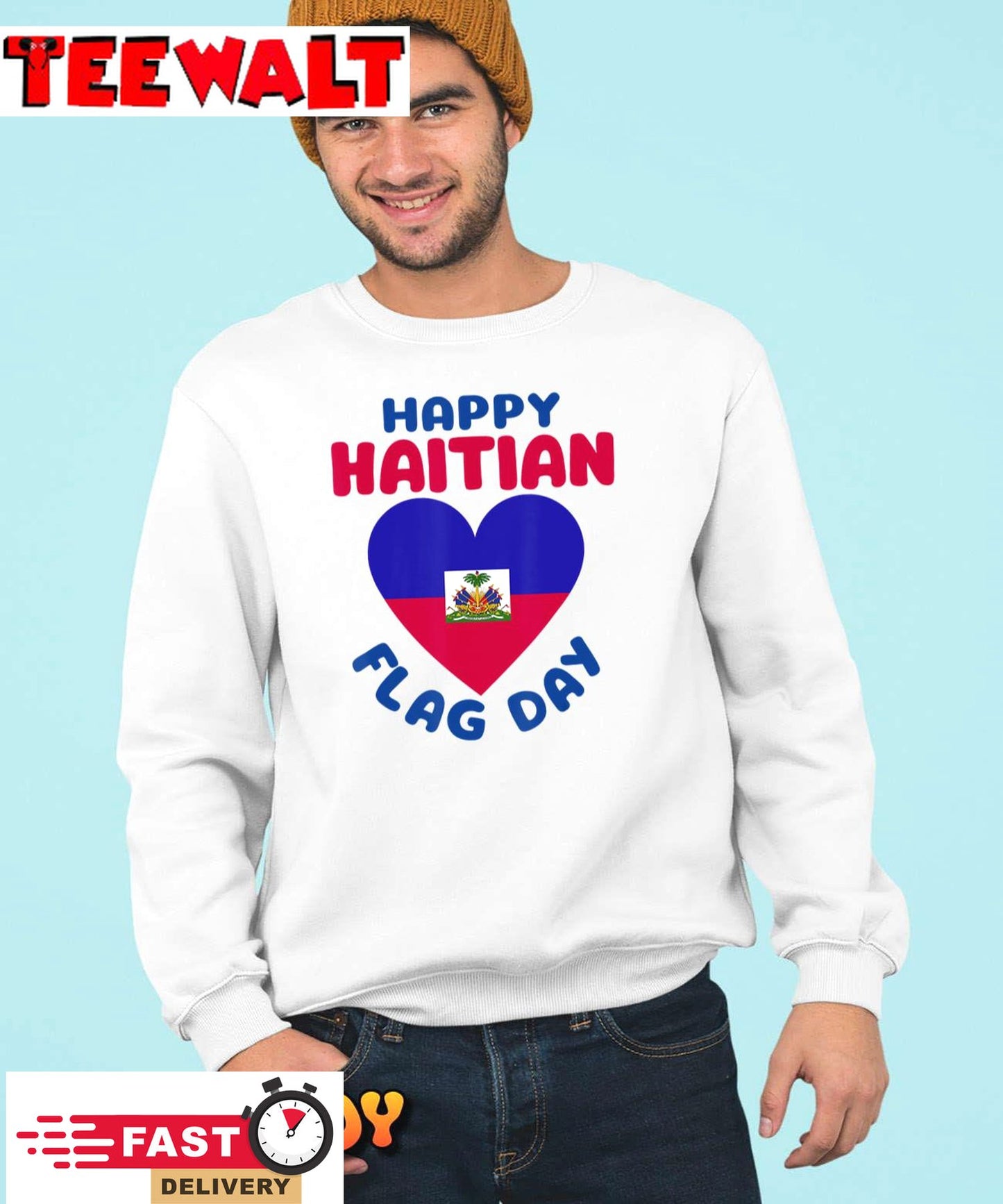 Happy Haitian Flag Day Cool Haiti Flag Heart Women Kids Men T-Shirt