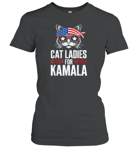 Cat Ladies For Kamala Harris Funny Cat 2024 President T-Shirt