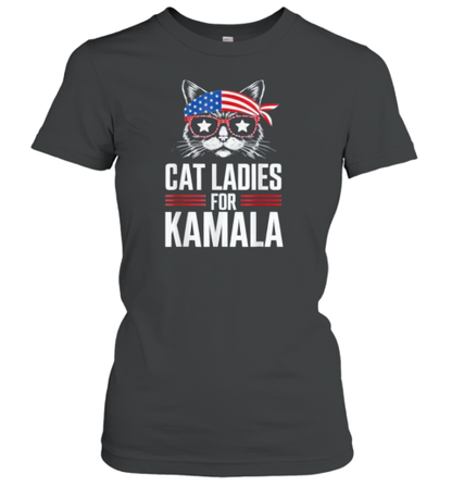 Cat Ladies For Kamala Harris Funny Cat 2024 President T-Shirt