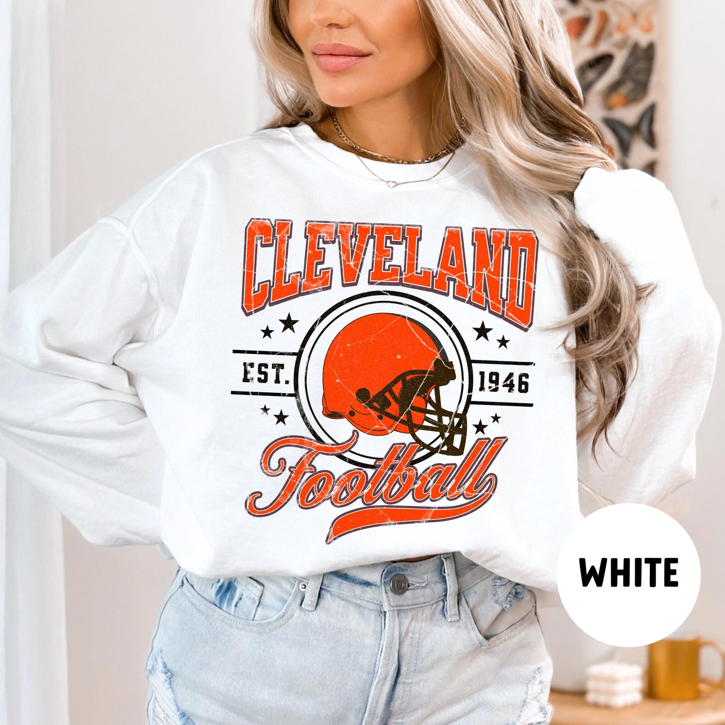 Comfort Colors Cleveland Football Sweatshirt - Retro Cleveland Fan Gift