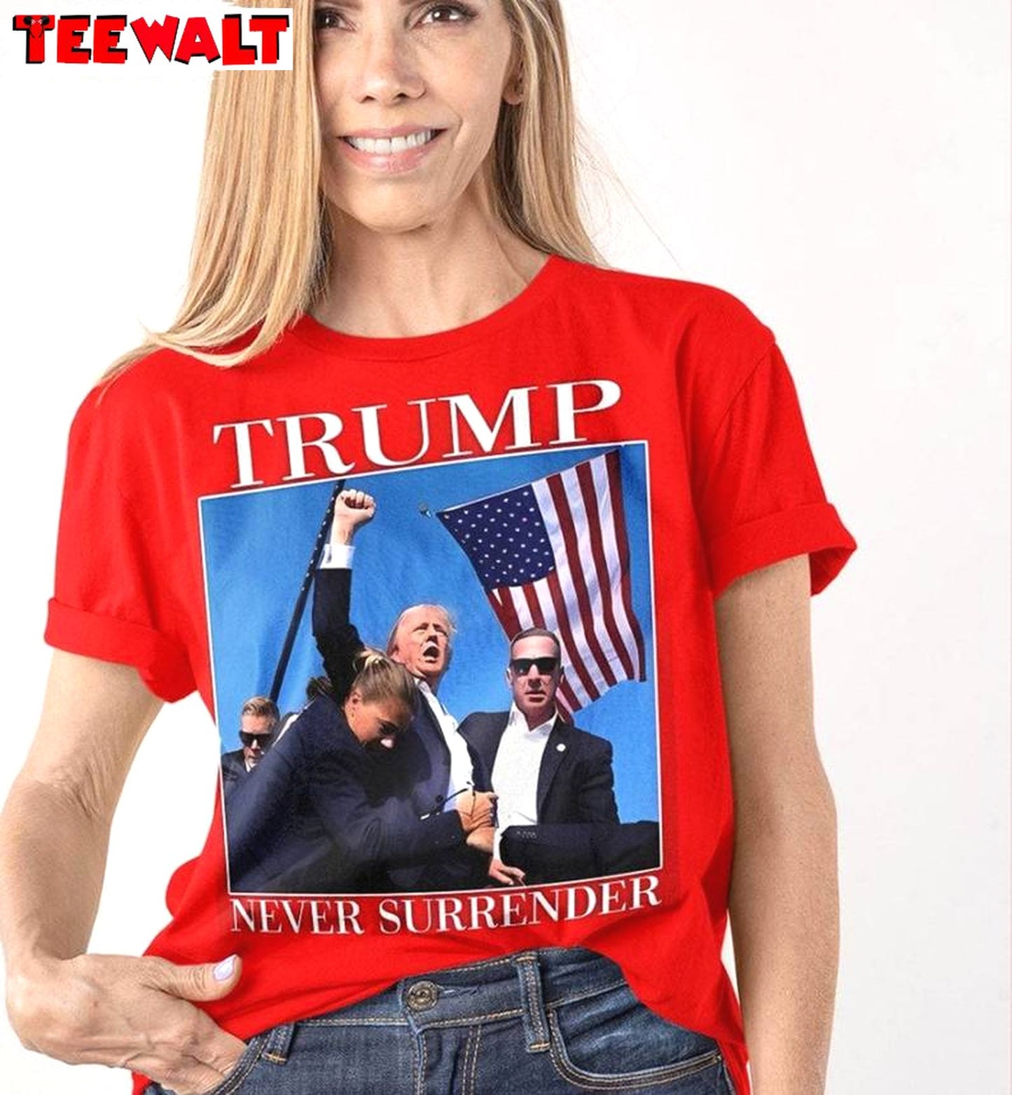 Donald Trump Shot Unisex Hoodie, Must Have Never Surrender Shirt Short Sleeve