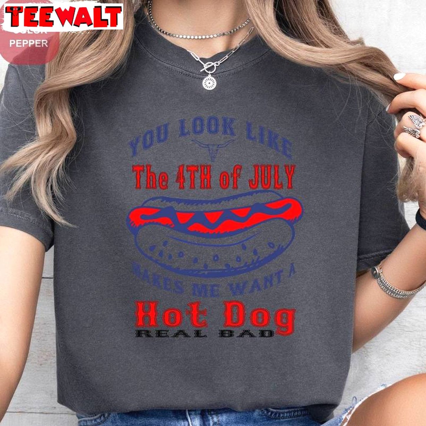 Hot Fog Real Bad Unisex Hoodie, New Rare You Look Like The 4th Of July Shirt Crewneck