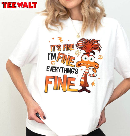 Inside Out 2 New Rare Shirt, Everything Is Fine Anxiety Inside Out Crewneck Long Sleeve