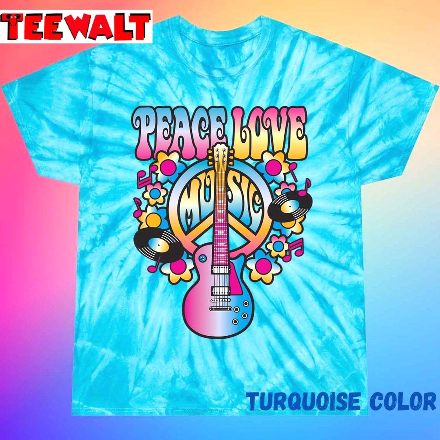 Peace, Love And Music Unisex Tie Dye Tee